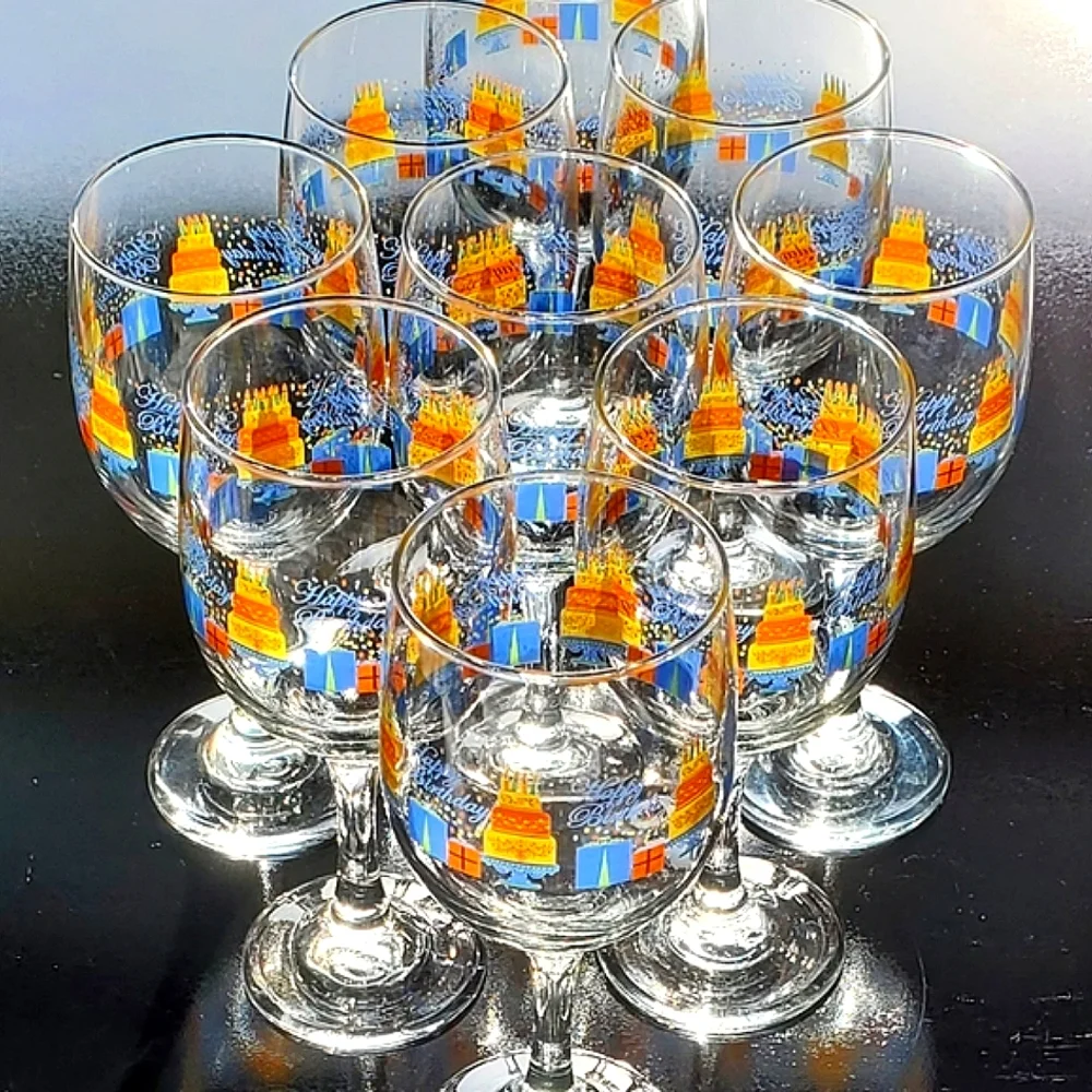 π₯³ (9) HAPPY BIRTHDAY π π₯³ π π π All Purpose Wineπ· Glasses Libbey - Picture 3 of 5